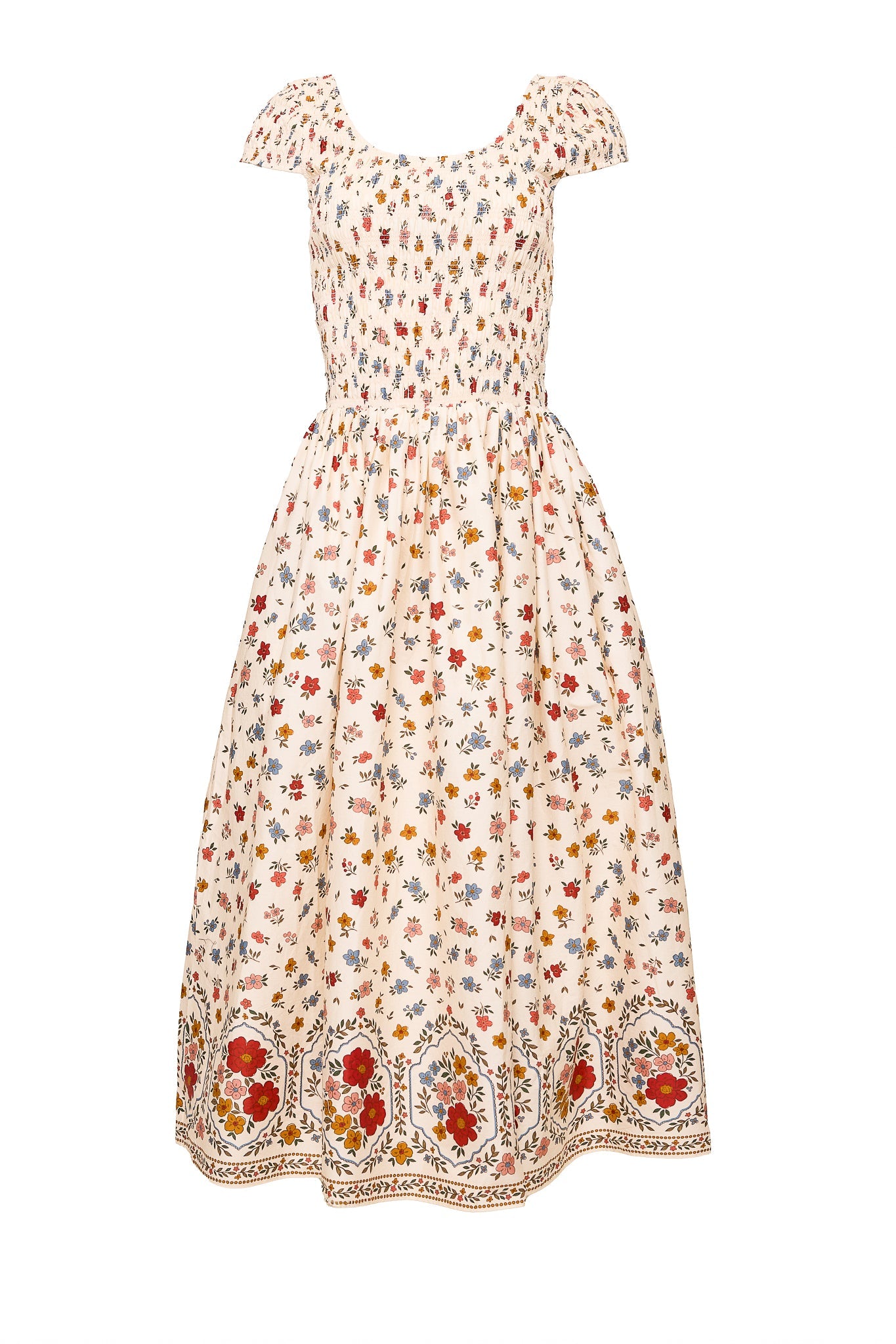 Marlow Cap Sleeve Dress in Cream Ditsy Floral