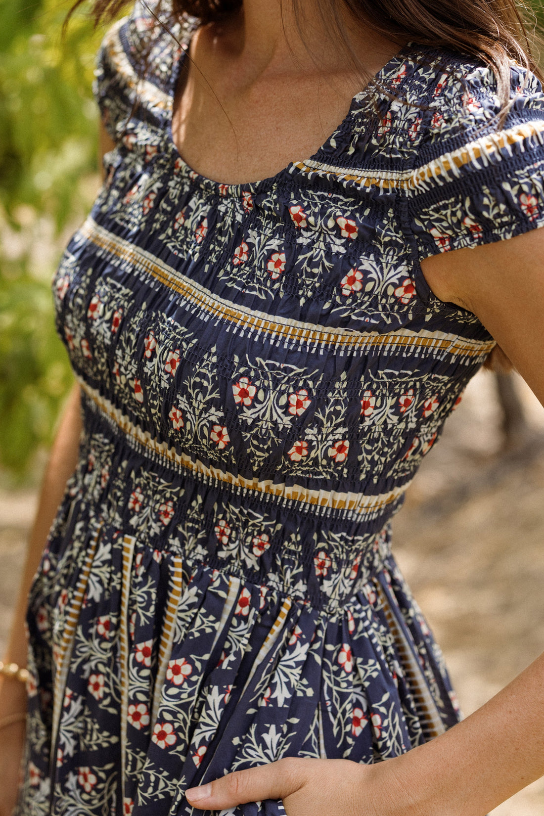 Marlow Cap Sleeve Dress in Navy Fleur