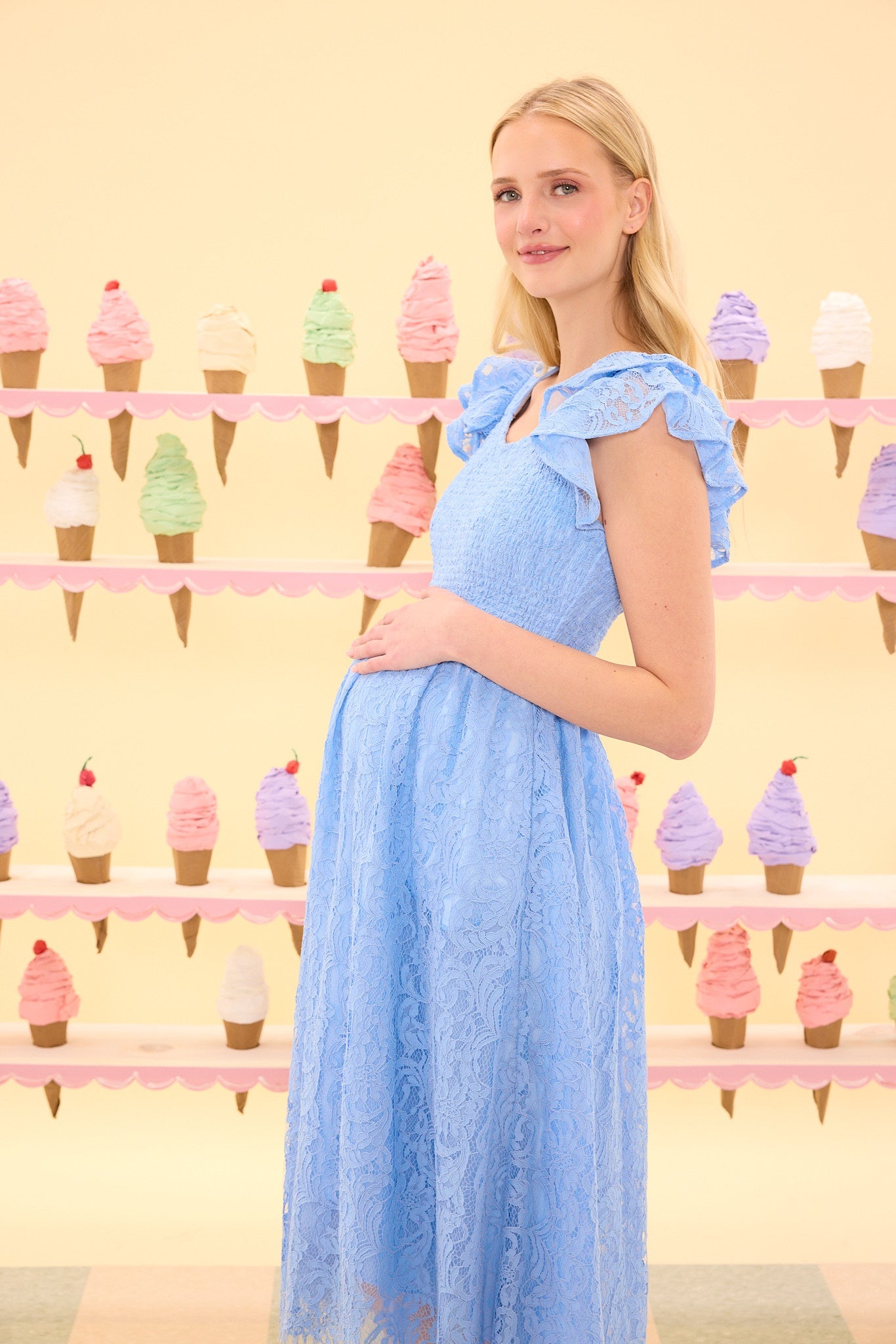 Hattie Dress in Cornflower Blue Lace