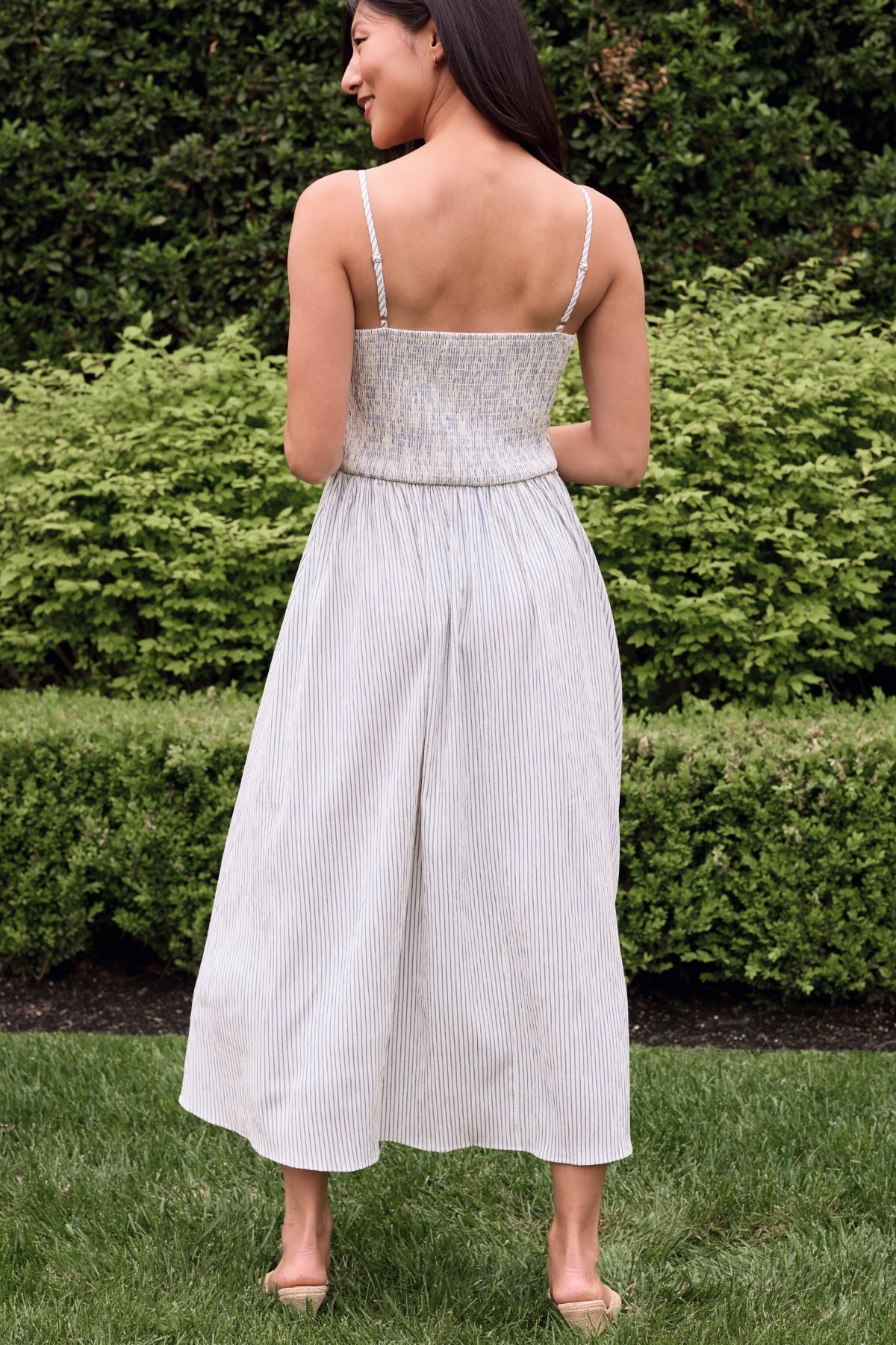 Maxwell Dress in Blue & White Pinstripe