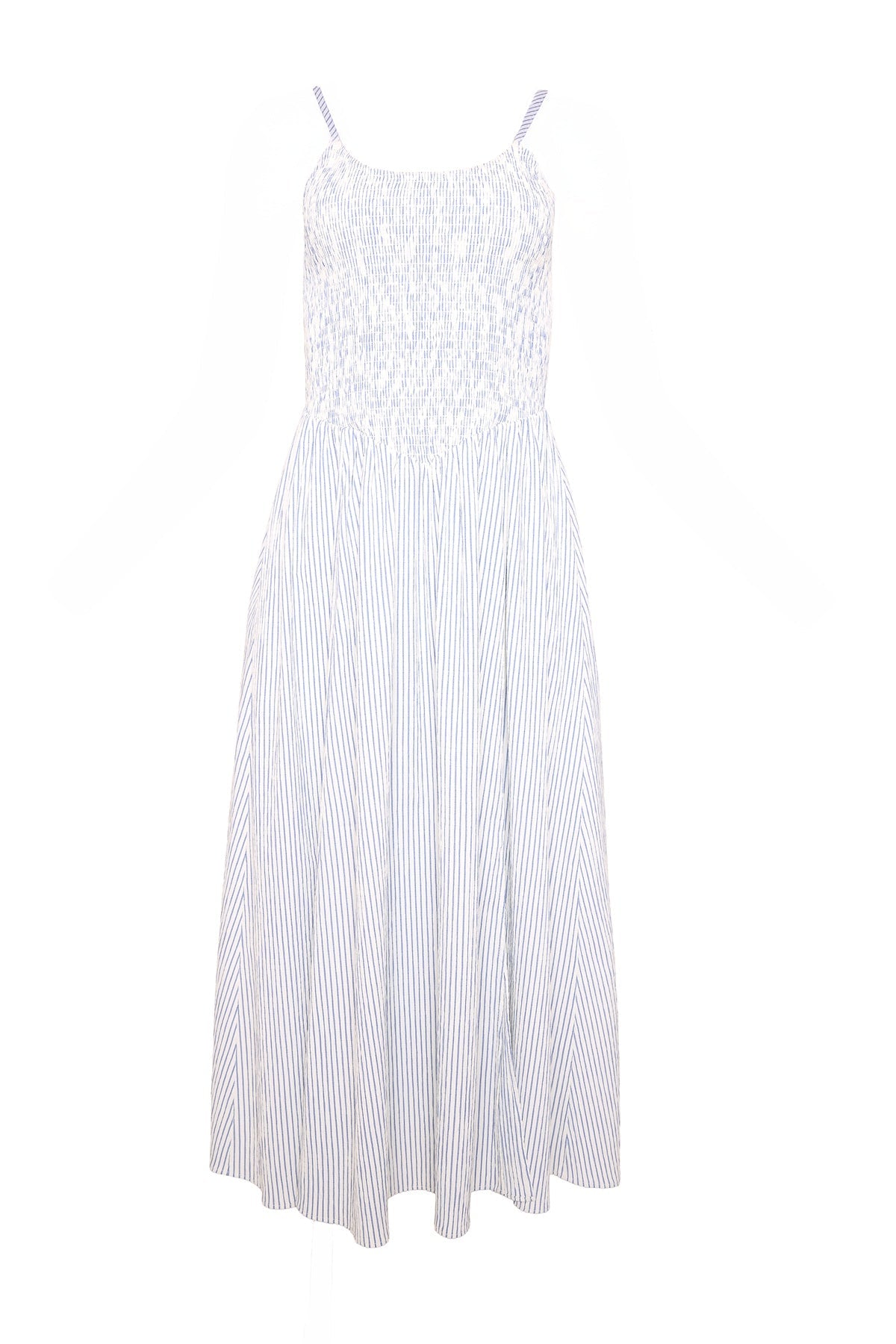 Maxwell Dress in Blue & White Pinstripe