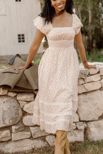 Mirabelle Dress in Cream Ditsy Floral
