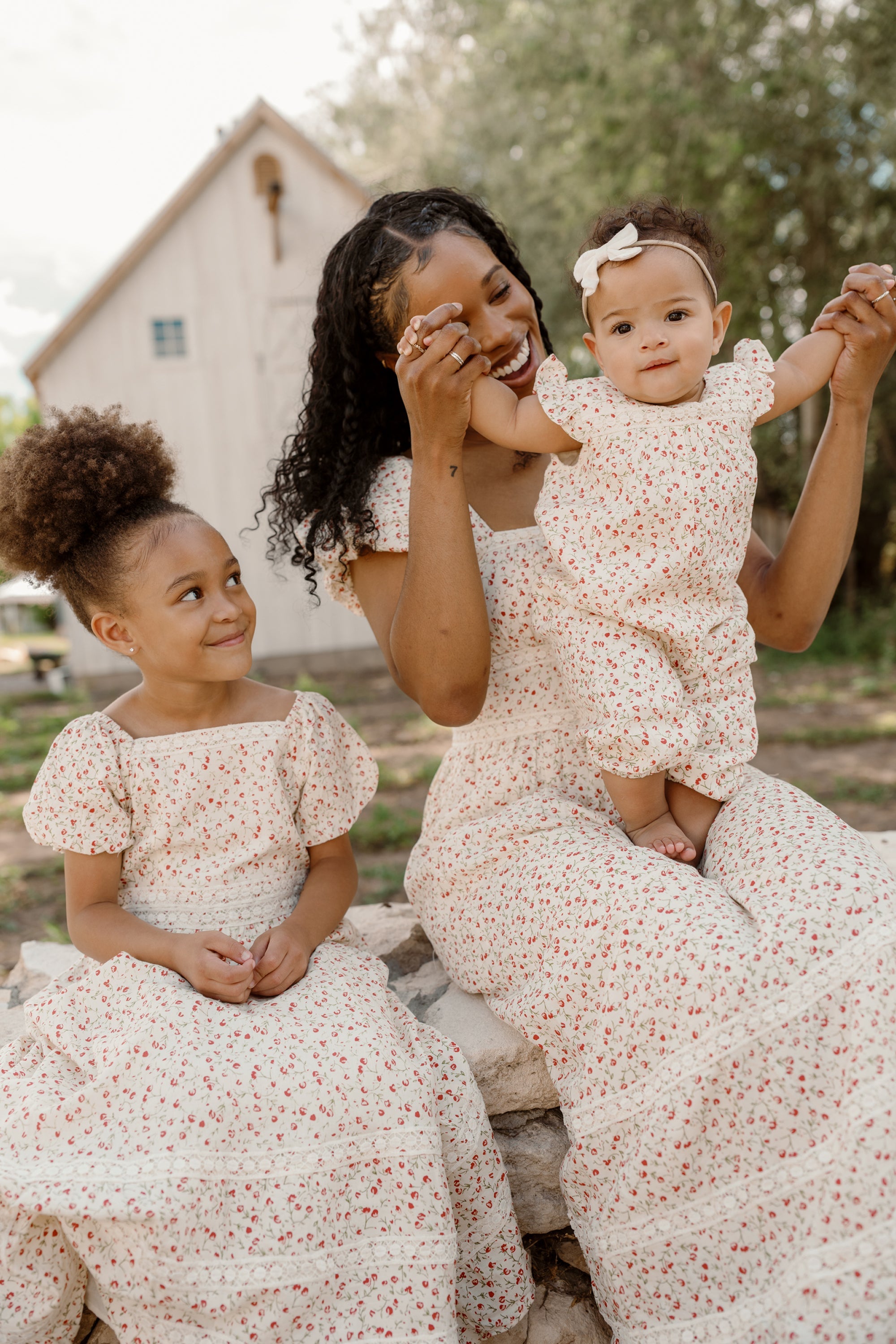 Mirabelle Dress in Cream Ditsy Floral