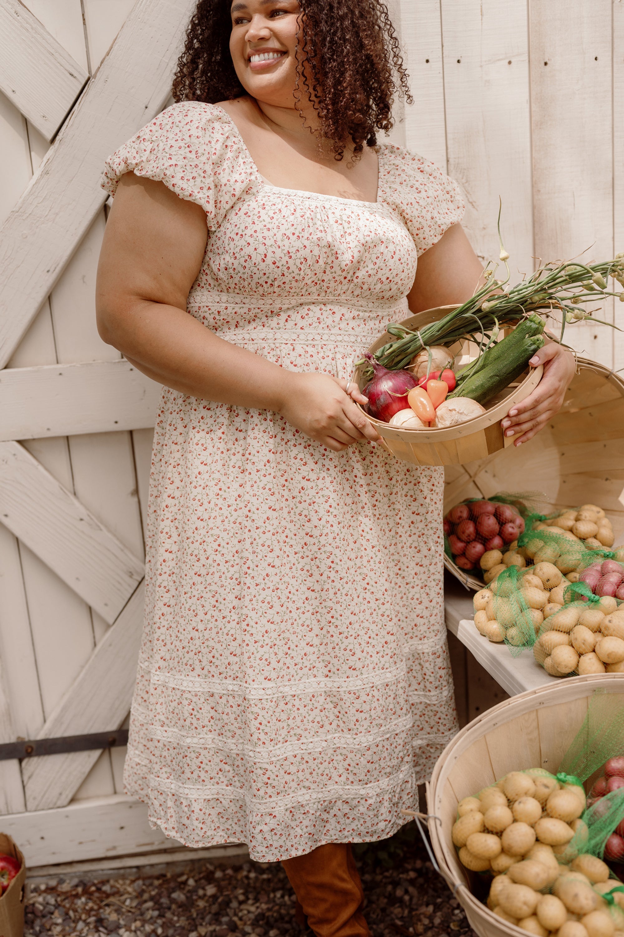 Mirabelle Dress in Cream Ditsy Floral
