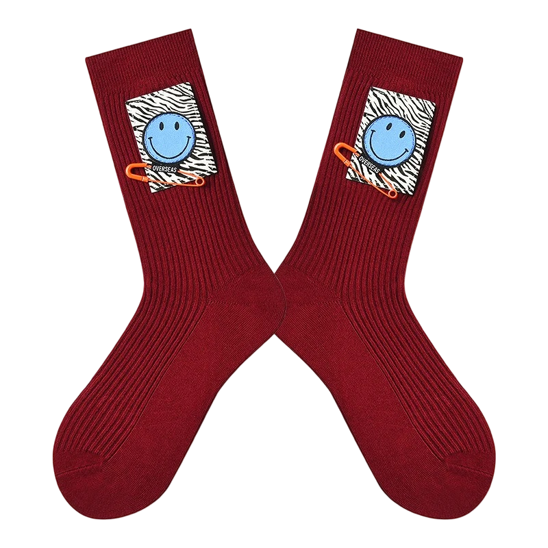 Women’s Chain-Accent Mid-Calf Socks – Edgy Moisture-Absorbing Casual Socks