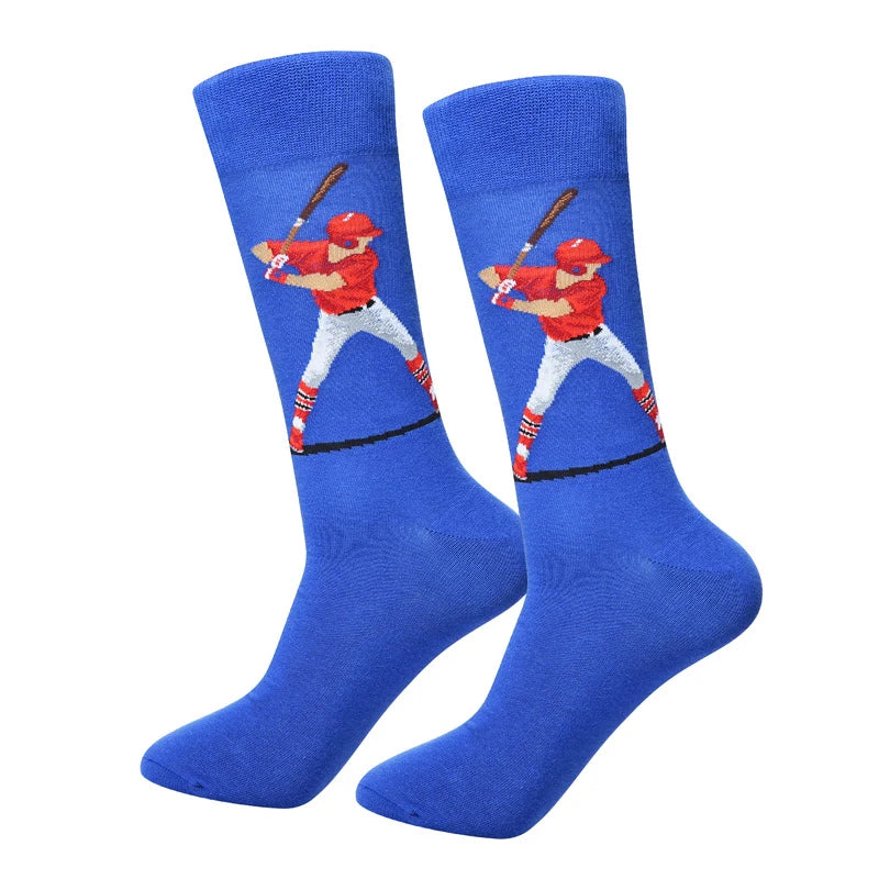 Men’s Graffiti Sketch Crew Socks – Combed Cotton-Blend Fall Winter Socks