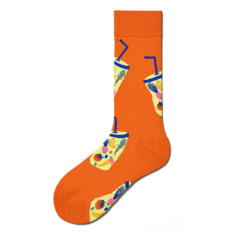 Women’s Retro Diner Mid-Calf Socks – Playful Hamburger Novelty Socks