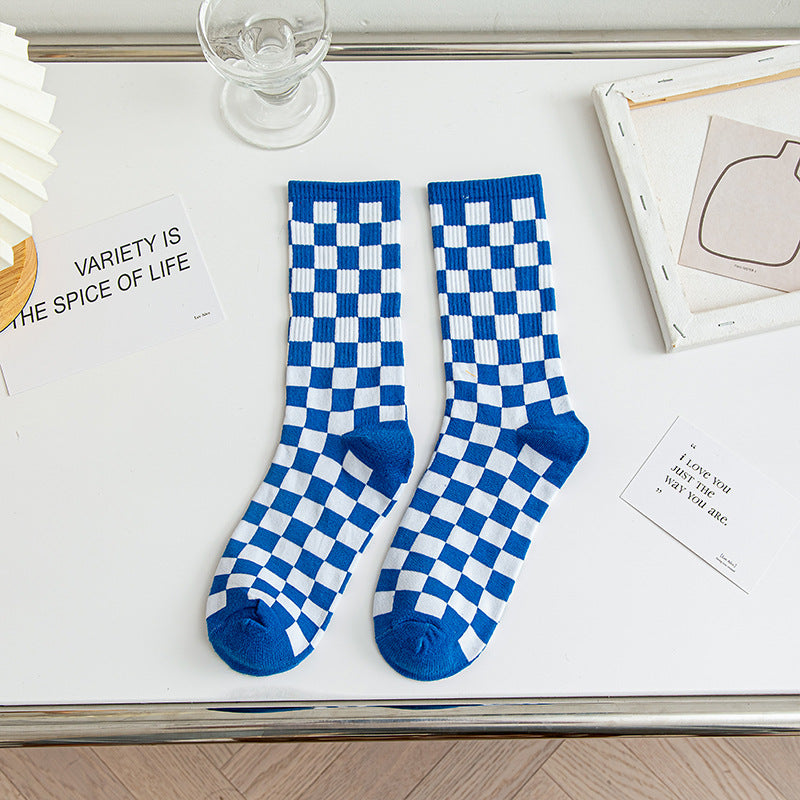 Checkerboard Cotton Crew Socks