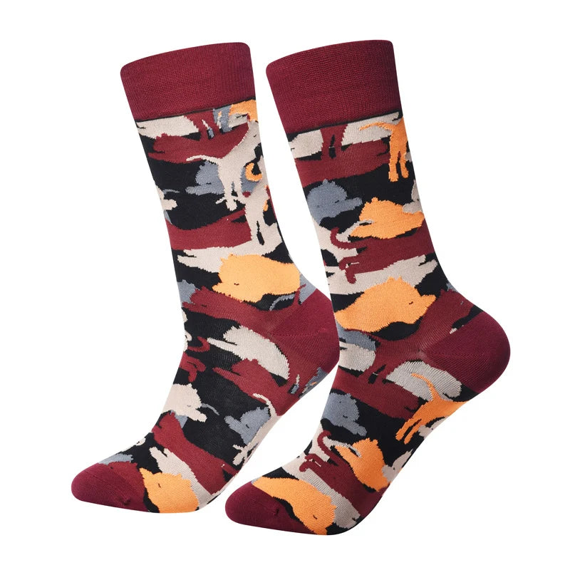 Men’s Urban Doodle Mid-Calf Socks – Smooth-Toe Artistic Casual Socks