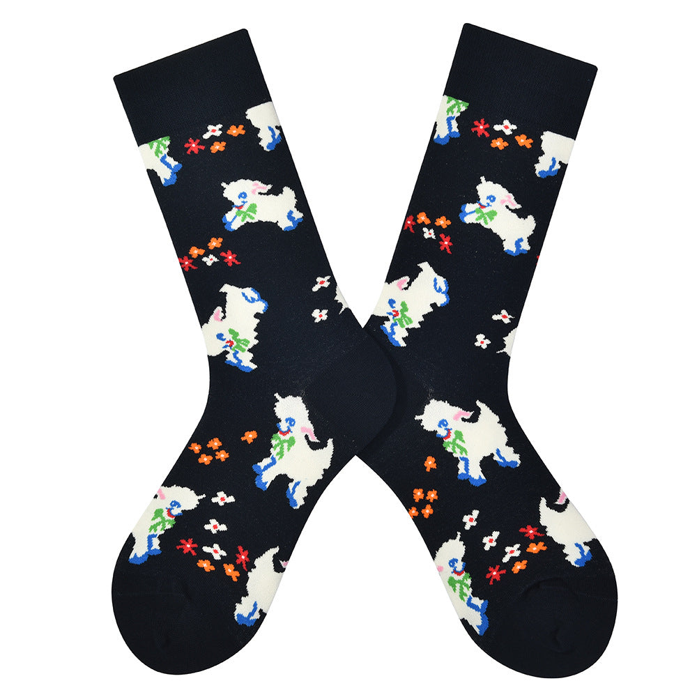 Women’s Cheerful Letter Mid-Calf Socks – Bright Cotton-Blend Everyday Socks