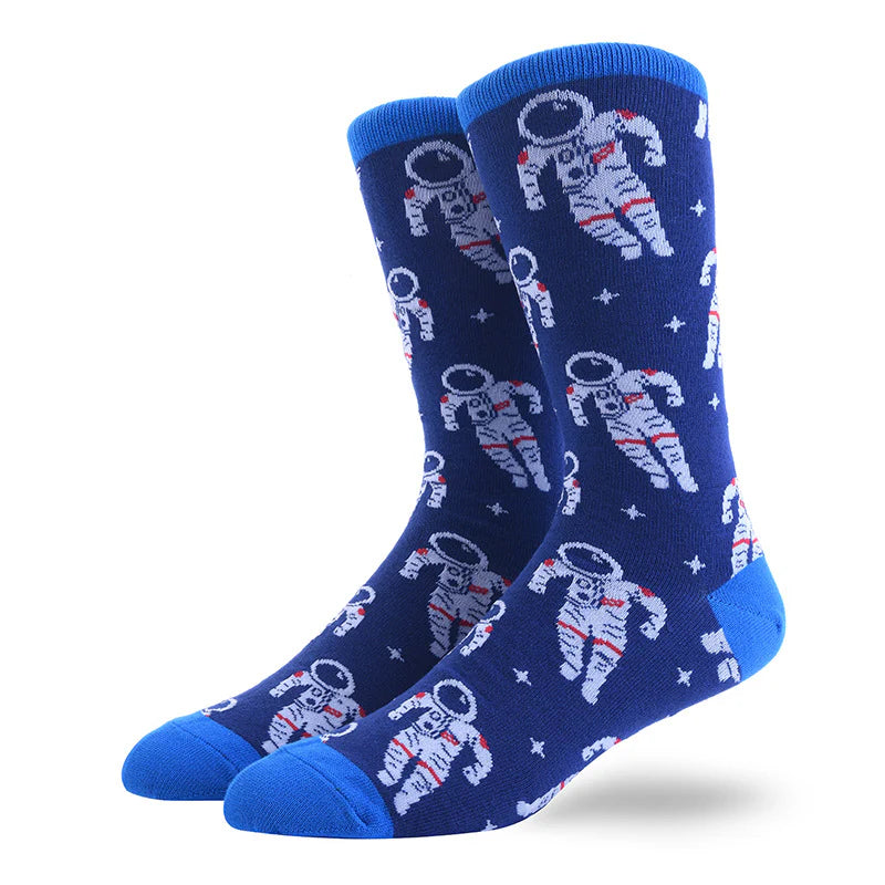 Men’s Retro Portrait Crew Socks – Vintage-Inspired Winter Casual Socks