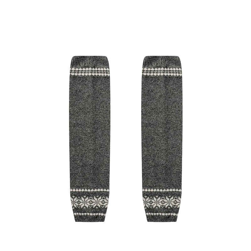 Women’s Gray Fair Isle Snowflake Leg Warmers – Slouchy Winter Boot Cuffs