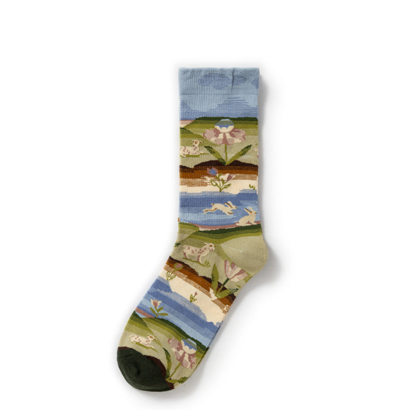 Gallery Edit Art-Inspired Combed Cotton Crew Socks