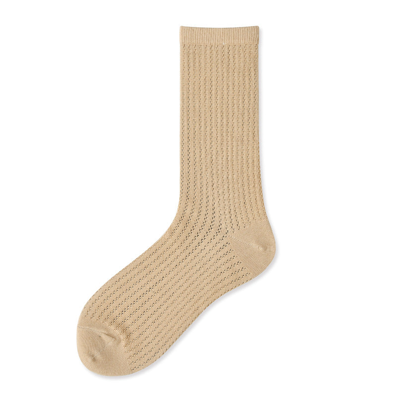 Women’s Candy Color Mesh Crew Socks – Japanese-Inspired Breathable Summer Socks
