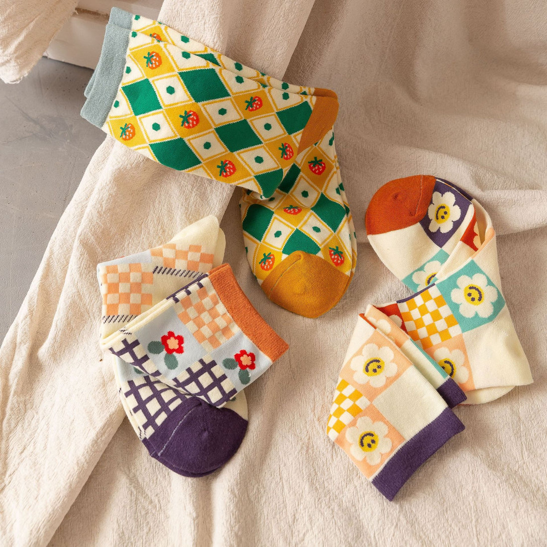 Women’s Sunflower Knee-High Socks – French-Inspired Preppy Sport Socks