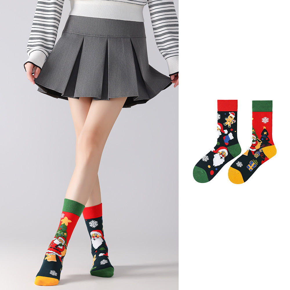 Odd Pair Stories Jacquard Crew Socks
