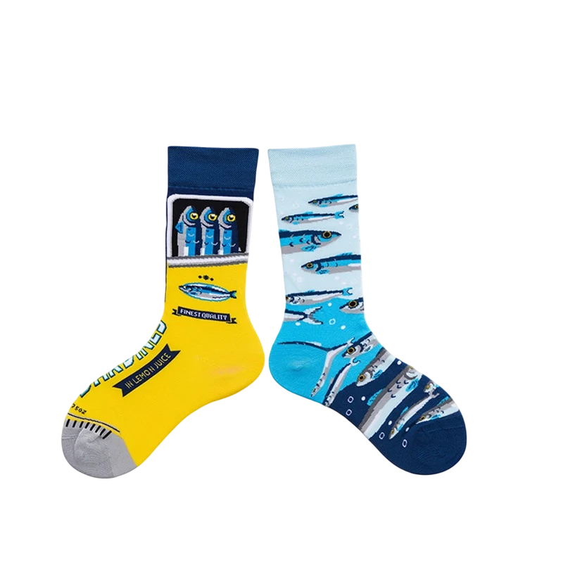 Unisex Split-Pair Cartoon Crew Socks – Creative Cotton-Blend Fall Winter Socks