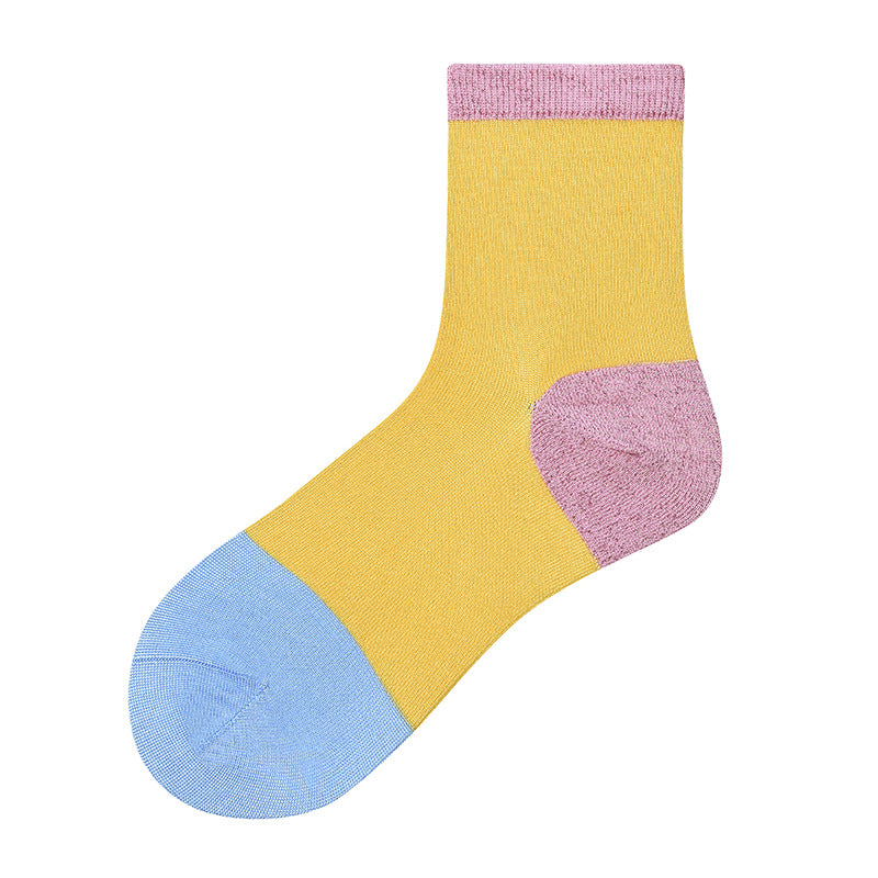 Women’s Neon Lurex Sheer Crew Socks – Lolita-Inspired Runway Summer Socks