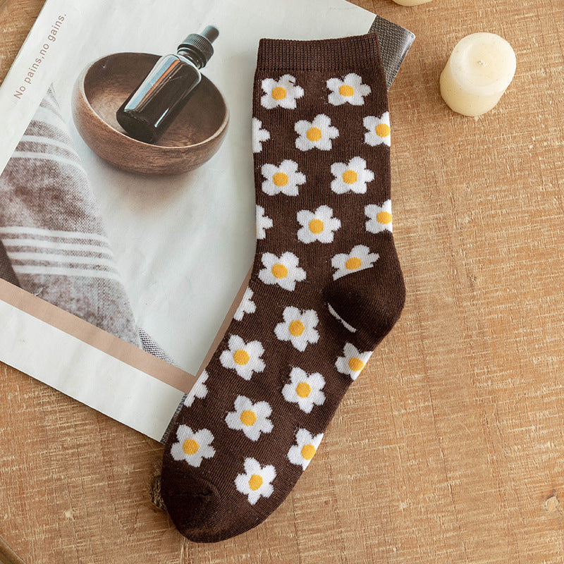 Women’s Mocha Argyle Crew Socks – Thick British-Inspired Cotton Socks for Fall Winter