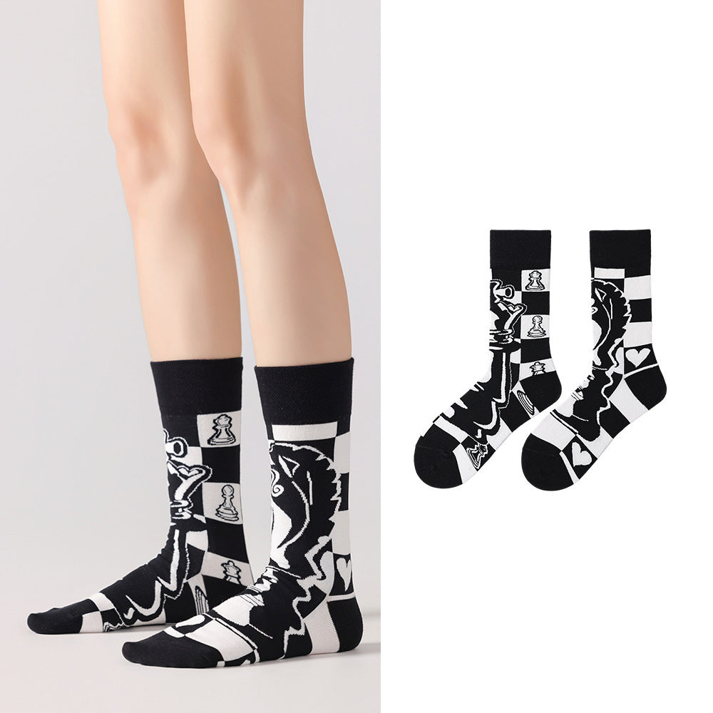 Odd Pair Stories Jacquard Crew Socks