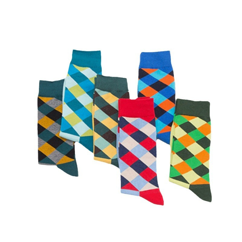 Argyle Skate Crew Socks - Gray Black Sole