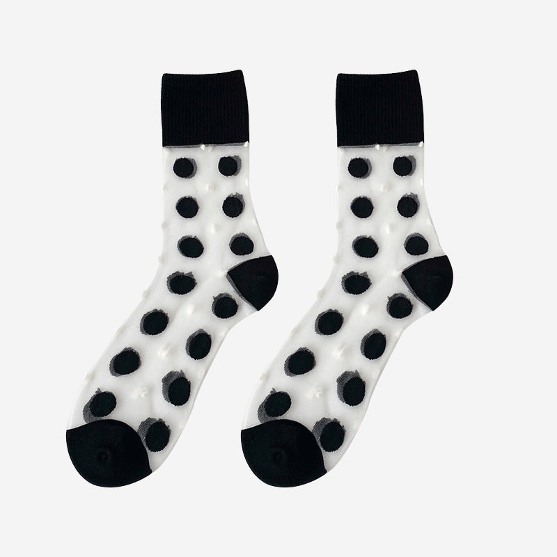 Mono Muse Sheer Stripe & Dot Crew Socks