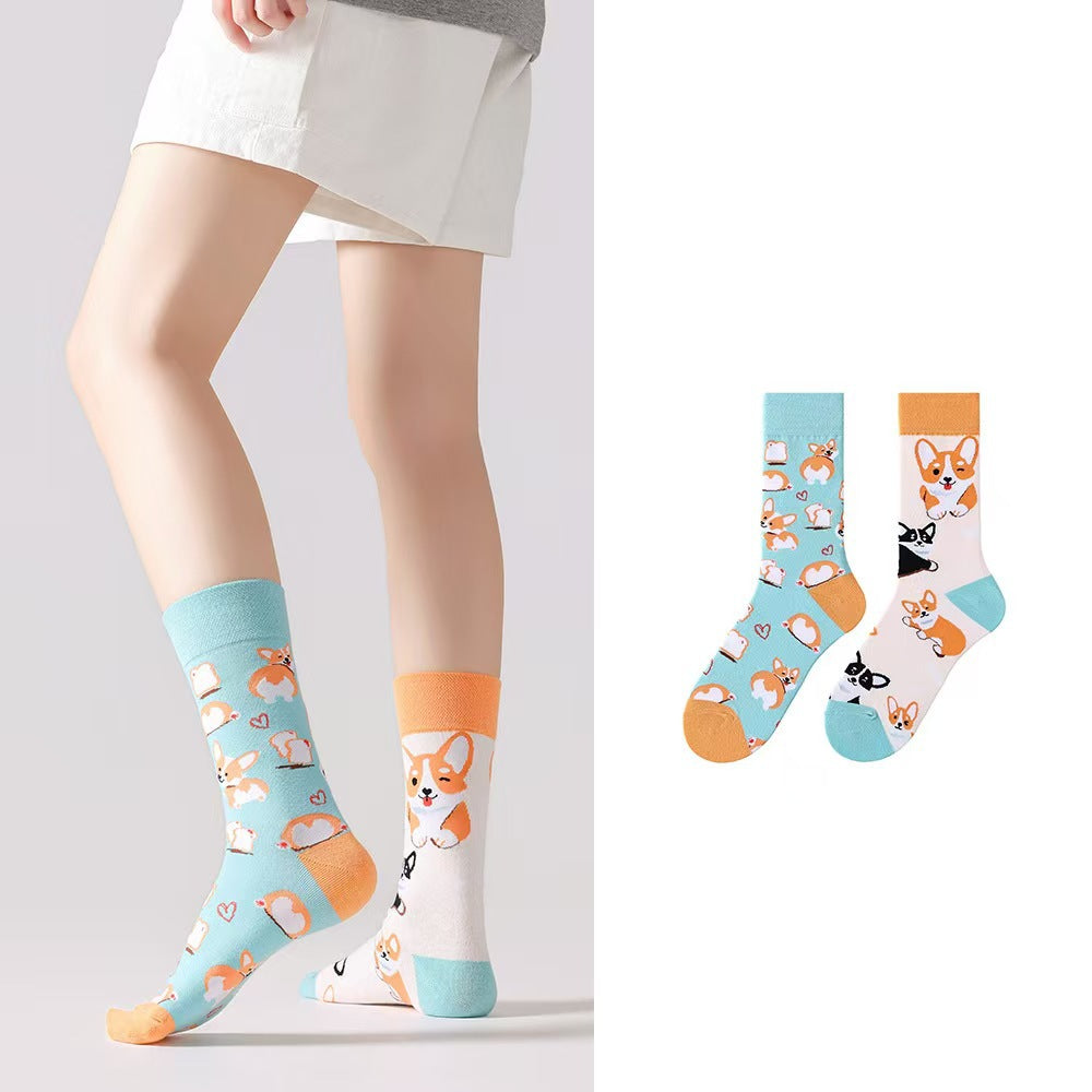 Odd Pair Stories Jacquard Crew Socks
