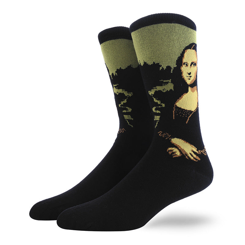 Men’s Illustrated Figure Mid-Calf Socks – Classic Streetwear Long Socks