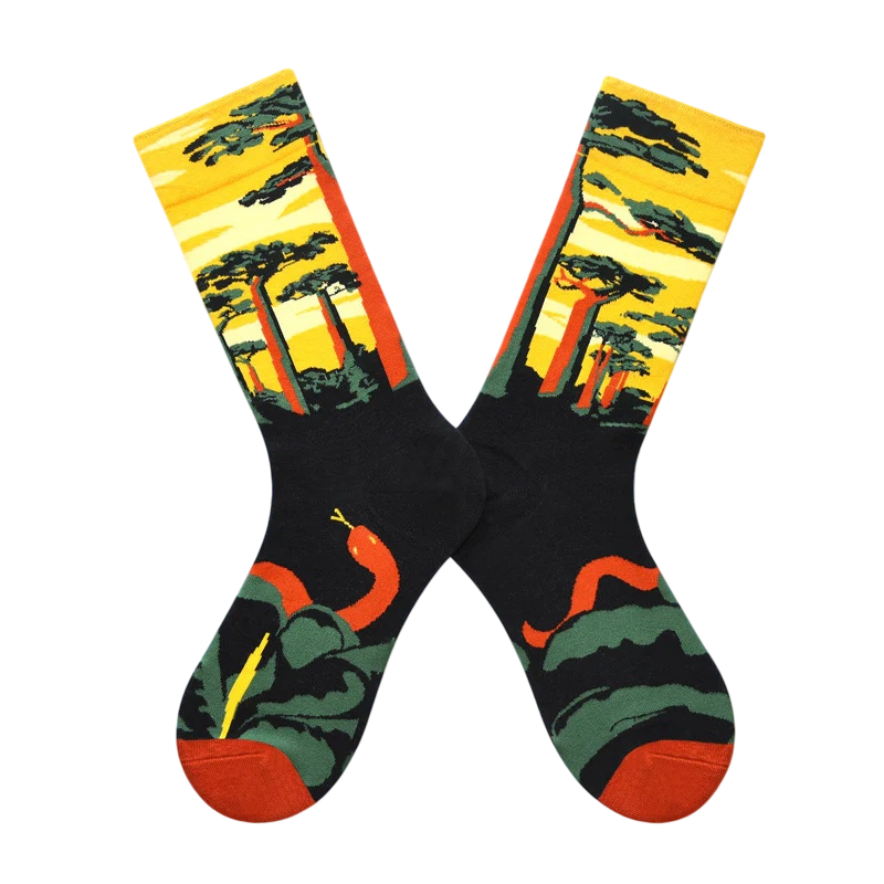 Women’s Herbarium High-Crew Socks – Vintage Plant-Inspired Autumn Socks