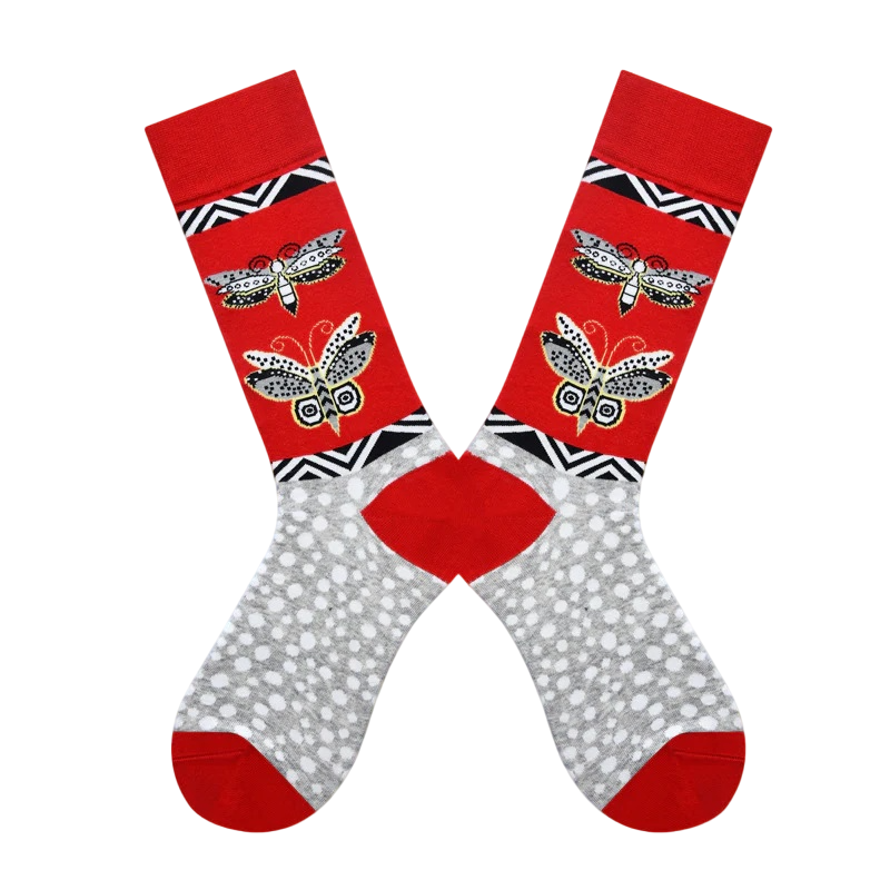 Women’s Colorful Woodland Animal High-Crew Socks – Nordic-Inspired Geometric Socks