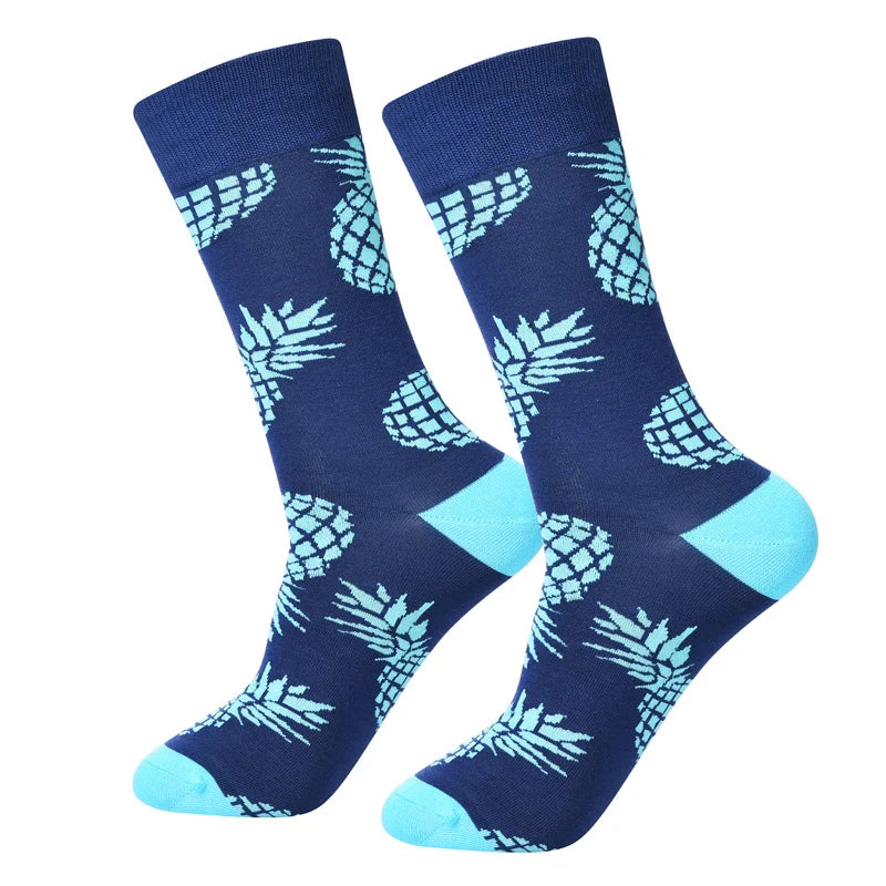 Men’s Artbook Doodle Long Crew Socks – Vintage Urban Cotton-Blend Socks