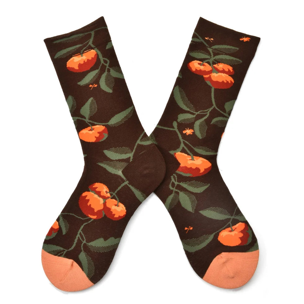Women’s Parisian Still-Life Crew Socks – Vintage Painterly Cotton-Blend Socks