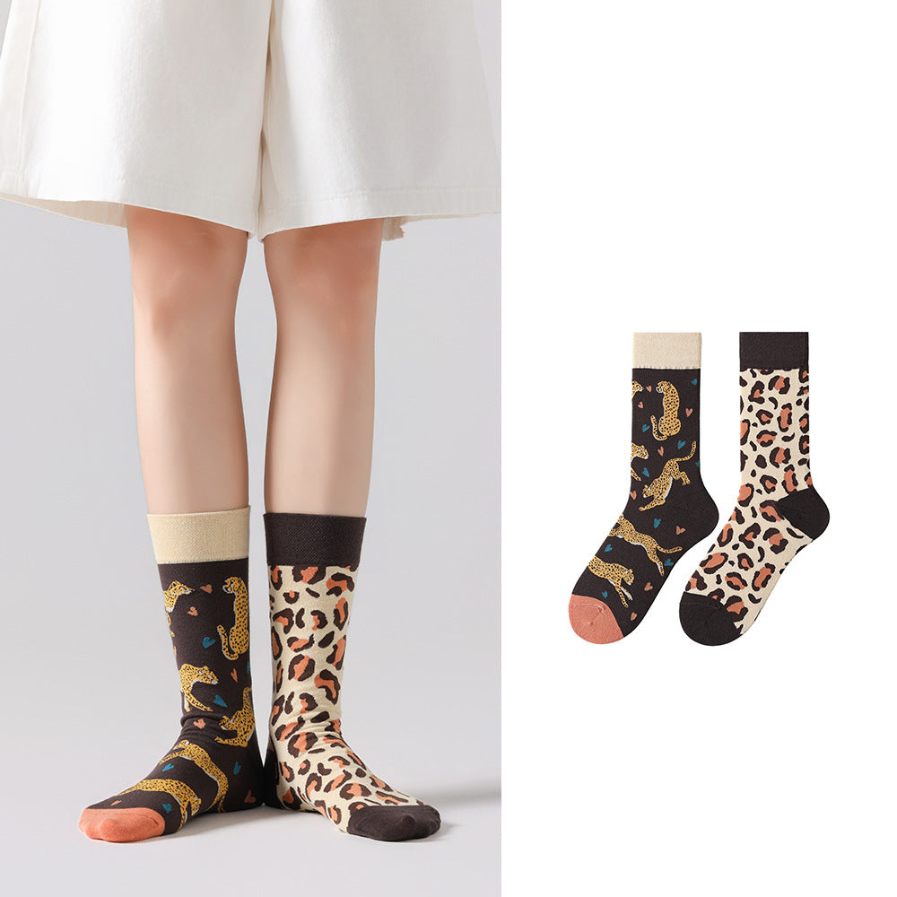 Odd Pair Stories Jacquard Crew Socks