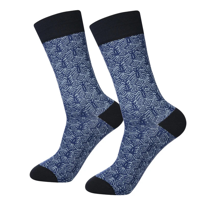 Unisex Playful Icon Crew Socks – Flat-Seam Combed Cotton-Blend Spring Socks