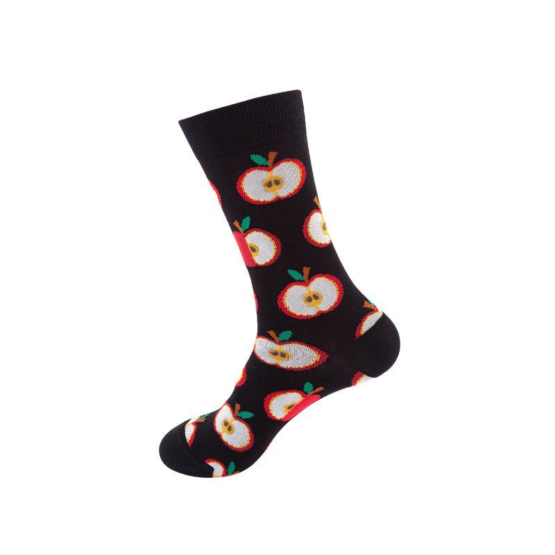 Unisex Sweet Treat Graphic Crew Socks – Novelty Polyester Couple Socks for Fall Winter