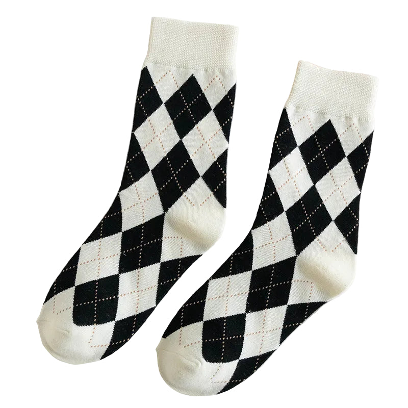 Women’s Diamond Jacquard Crew Socks – Japanese Sweet Sport Socks