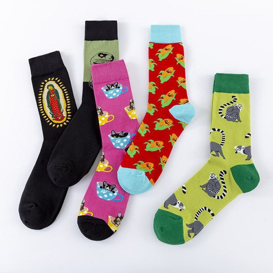 Creative Novelty Crew Socks - Lemur
