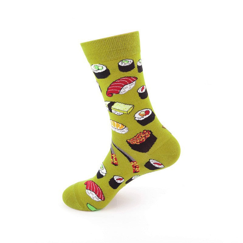 Unisex Sweet Treat Graphic Crew Socks – Novelty Polyester Couple Socks for Fall Winter
