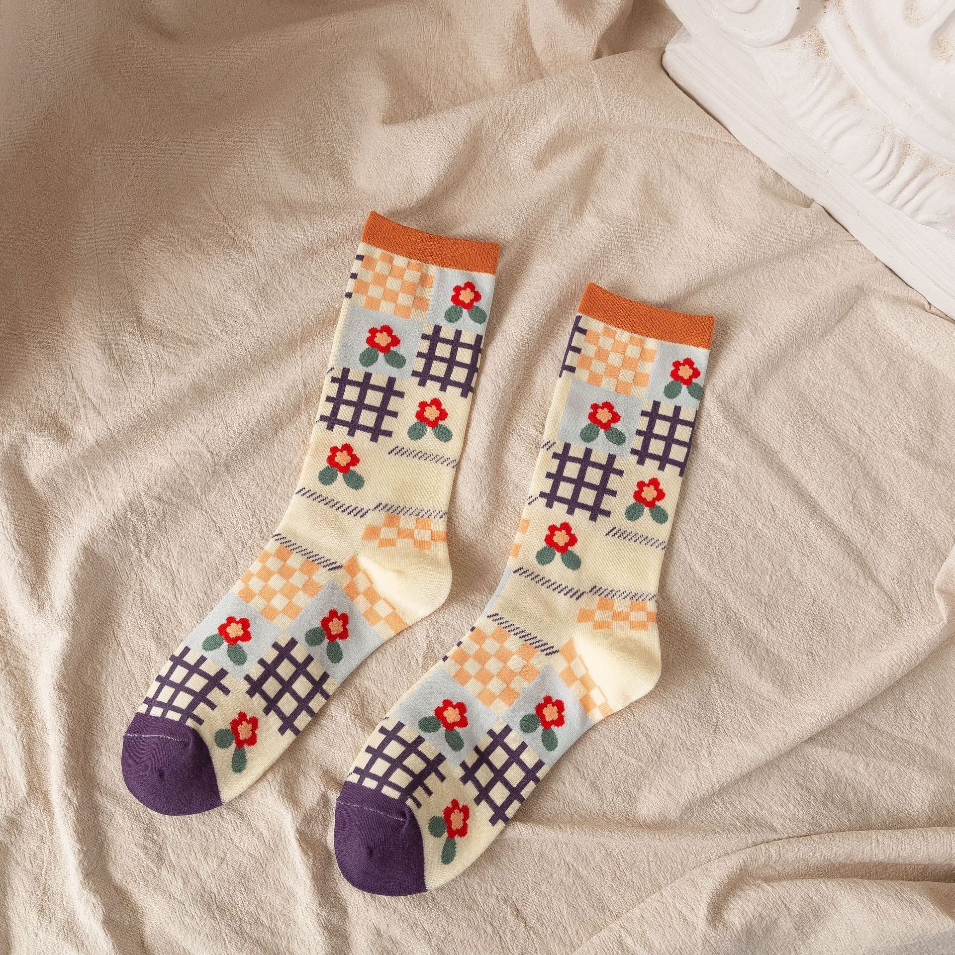 Women’s Sunflower Knee-High Socks – French-Inspired Preppy Sport Socks