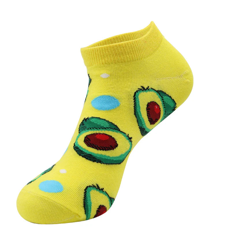 Men’s Fruit Print No-Show Socks – Lightweight Cotton-Blend Summer Socks