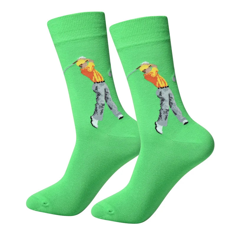 Men’s Graffiti Sketch Crew Socks – Combed Cotton-Blend Fall Winter Socks