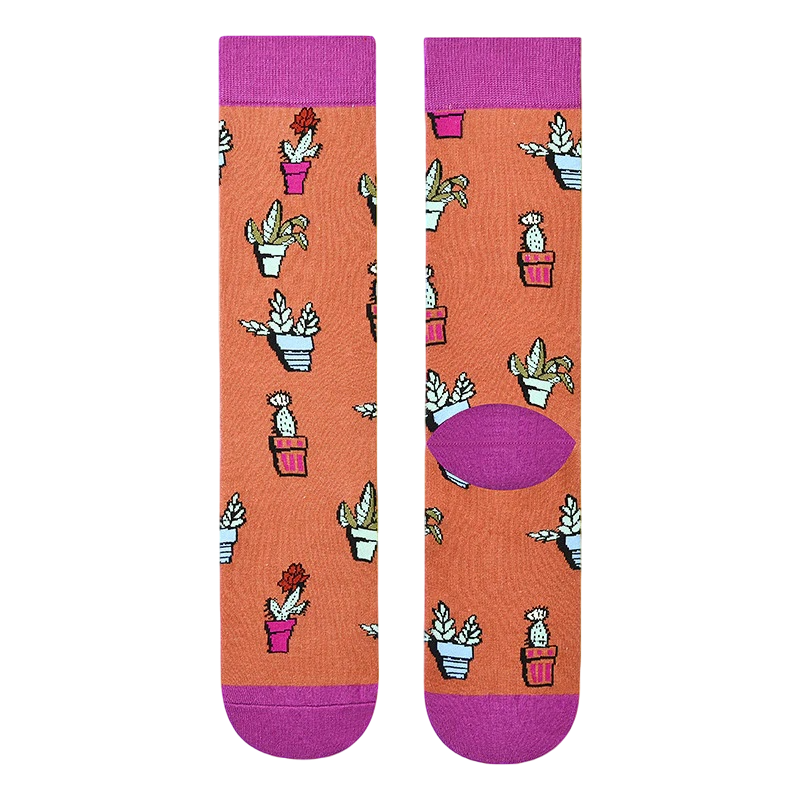 Women’s Cartoon Portrait Straight-Cuff Socks – Fun Everyday Cotton-Blend Socks