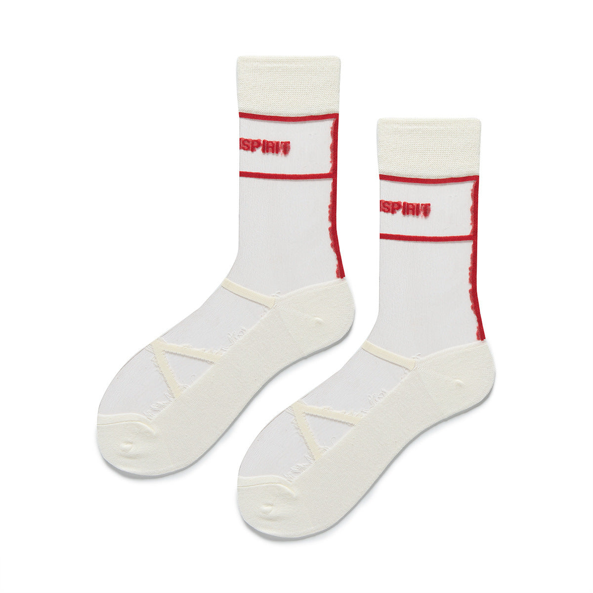 Women’s Sheer Wave Letter Crew Socks – Crystal Thin Japanese Style Fashion Socks