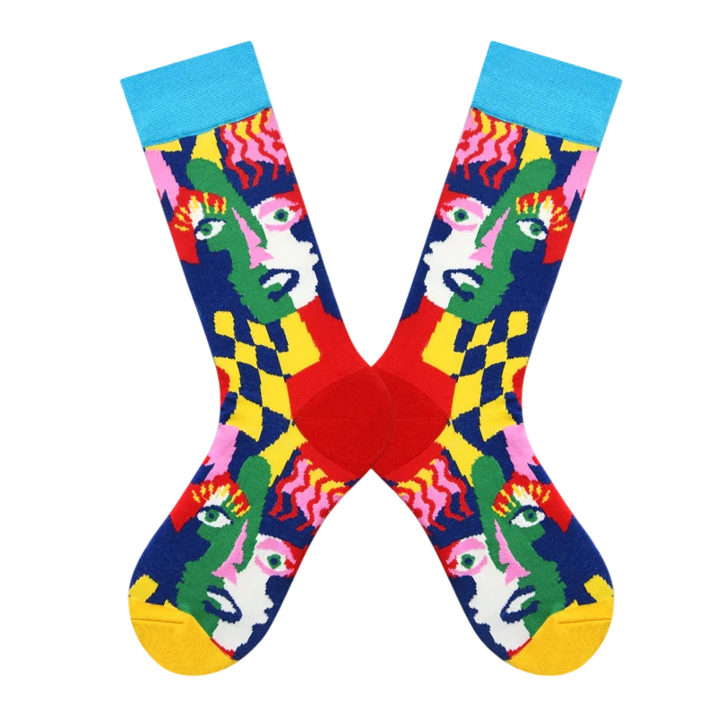 Women’s Geometric Forest Creature Crew Socks – Playful Nordic-Style Fashion Socks