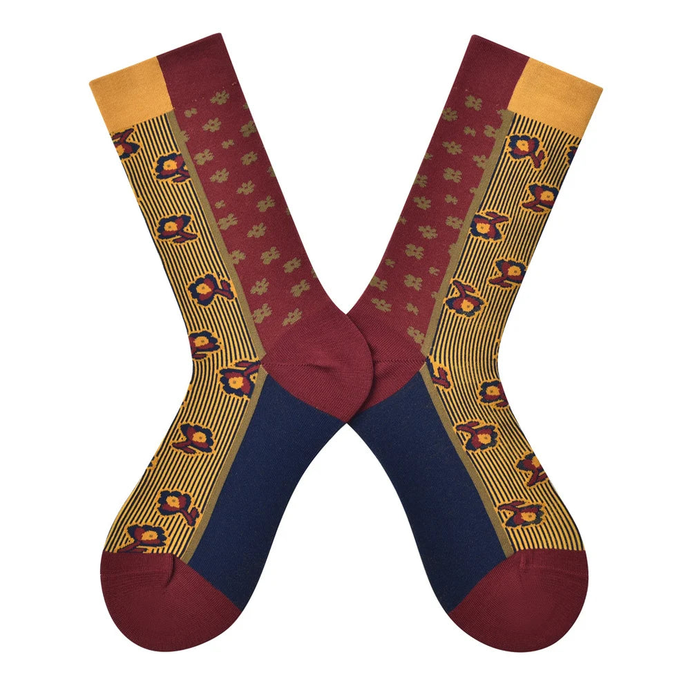 Unisex Contrast Cartoon Mid-Calf Socks – Artsy Vintage Couple Streetwear Socks