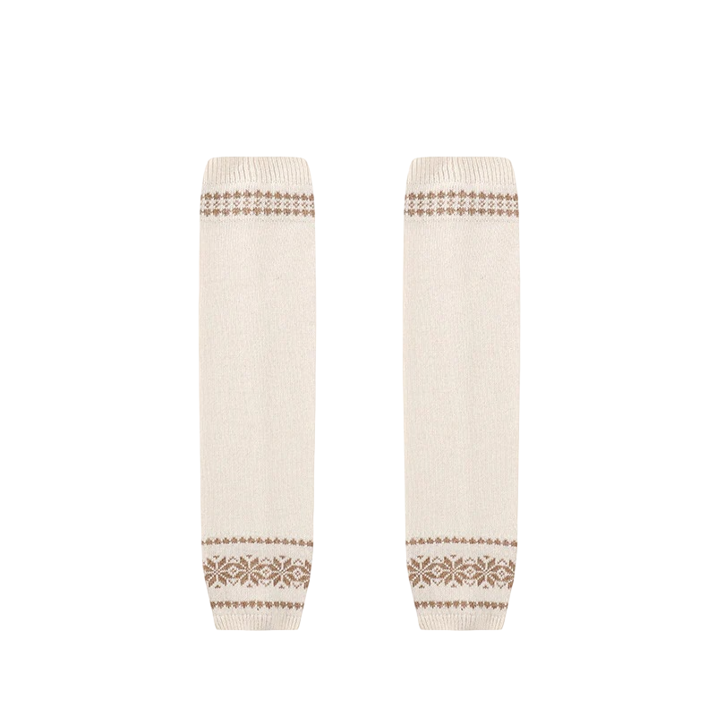 Women’s Gray Fair Isle Snowflake Leg Warmers – Slouchy Winter Boot Cuffs