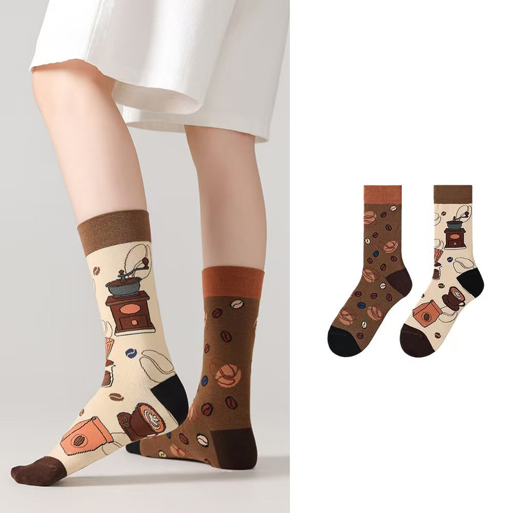 Odd Pair Stories Jacquard Crew Socks