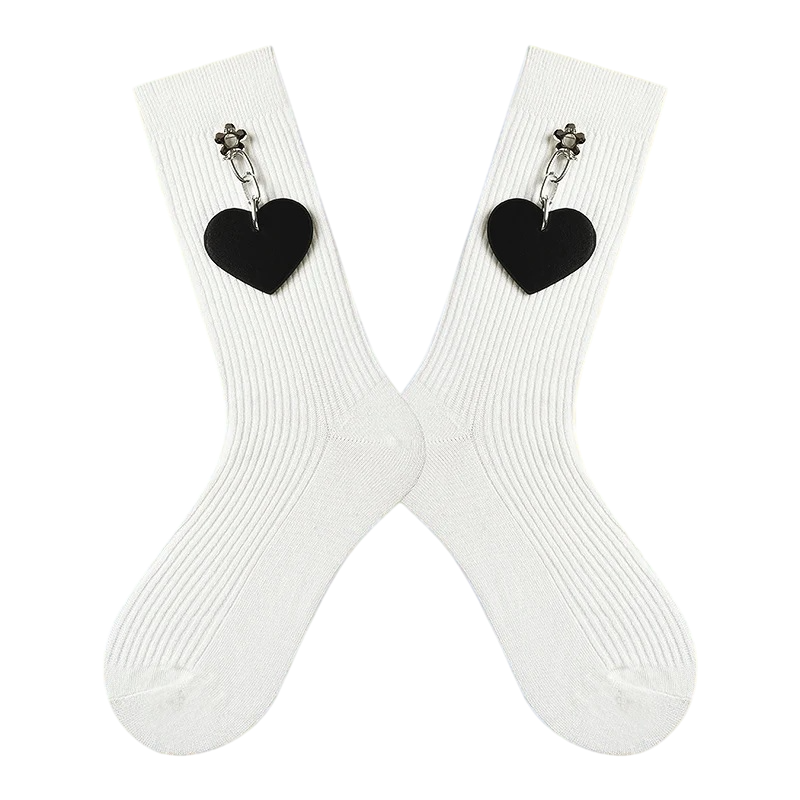 Women’s Decorative Chain High-Crew Socks – Bold Cotton-Blend Cool-Season Socks