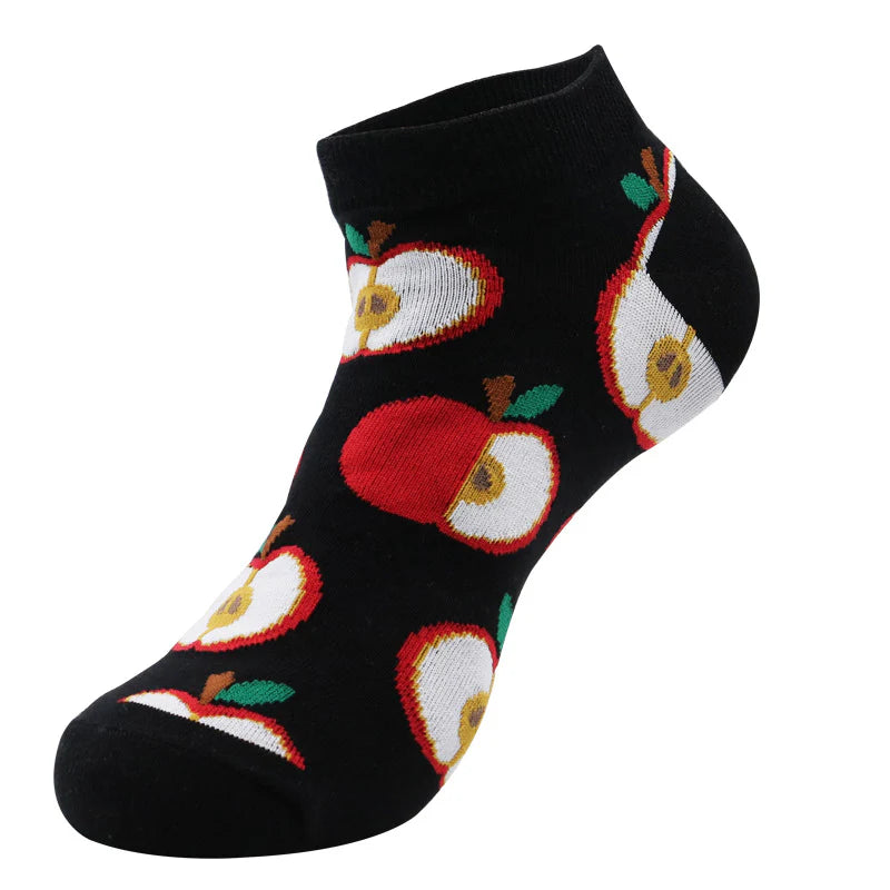 Men’s Playful Produce Boat Socks – Breathable Low-Cut Spring Summer Socks