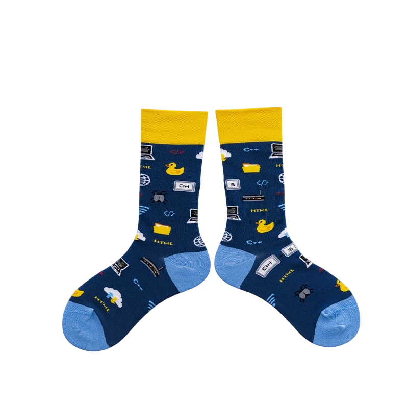 Unisex Playful Doodle Mid-Calf Socks – Casual Couple Streetwear Socks